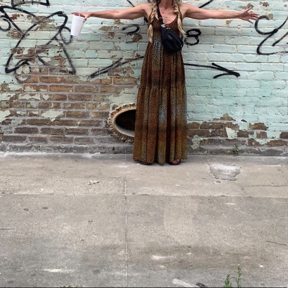 Leopard maxi tiered tank dress *its sheer*